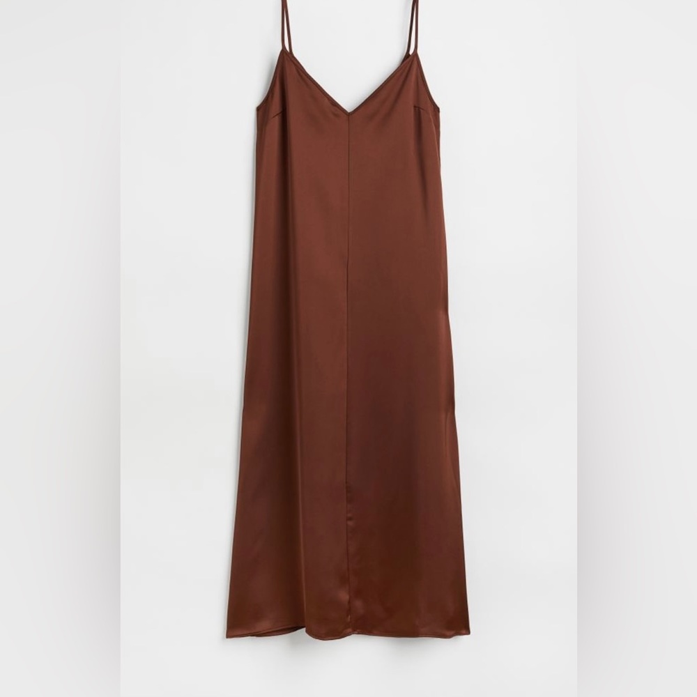 Brown satin slip dress